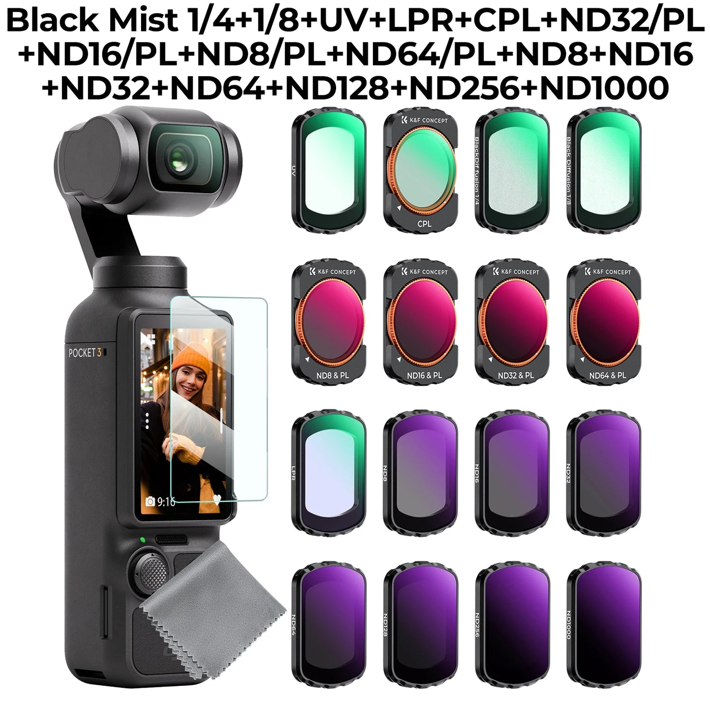 CineWorks Pro™ - K&amp; F Concept Sport Effect Filter Set for DJI Osmo Pocket 3